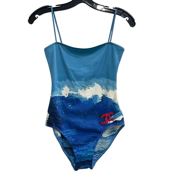 CHANEL 2002 Blue Ocean Surf Cruise One-Piece Swimsuit size IT 40/4 - Picture 2 of 10